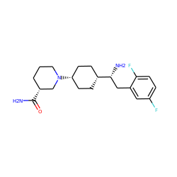 NC(=O)[C@@H]1CCCN([C@H]2CC[C@@H]([C@H](N)Cc3cc(F)ccc3F)CC2)C1 ZINC000101403002