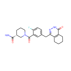 NC(=O)[C@@H]1CCCN(C(=O)c2cc(Cc3n[nH]c(=O)c4c3CCCC4)ccc2F)C1 ZINC000147437870