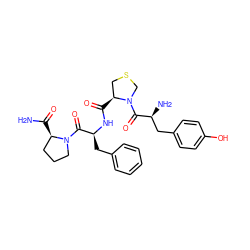 NC(=O)[C@@H]1CCCN1C(=O)[C@H](Cc1ccccc1)NC(=O)[C@H]1CSCN1C(=O)[C@@H](N)Cc1ccc(O)cc1 ZINC000027307970