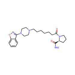 NC(=O)[C@@H]1CCCN1C(=O)CCCCCCN1CCN(c2noc3ccccc23)CC1 ZINC000169310363