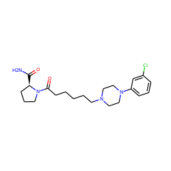 NC(=O)[C@@H]1CCCN1C(=O)CCCCCN1CCN(c2cccc(Cl)c2)CC1 ZINC000169310357