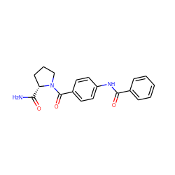 NC(=O)[C@@H]1CCCN1C(=O)c1ccc(NC(=O)c2ccccc2)cc1 ZINC000078751788