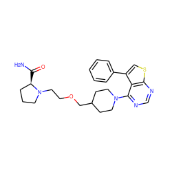 NC(=O)[C@@H]1CCCN1CCOCC1CCN(c2ncnc3scc(-c4ccccc4)c23)CC1 ZINC000146570258