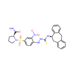 NC(=O)[C@@H]1CCCN1S(=O)(=O)c1ccc(NNC(=S)N[C@@H]2Cc3ccccc3Cc3ccccc32)c([N+](=O)[O-])c1 ZINC000026273204