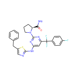 NC(=O)[C@@H]1CCCN1c1nc(Nc2ncc(Cc3ccccc3)s2)cc(C(F)(F)c2ccc(F)cc2)n1 ZINC000096285819