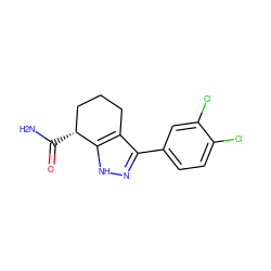 NC(=O)[C@@H]1CCCc2c(-c3ccc(Cl)c(Cl)c3)n[nH]c21 ZINC000299866349