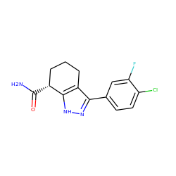 NC(=O)[C@@H]1CCCc2c(-c3ccc(Cl)c(F)c3)n[nH]c21 ZINC000299860835