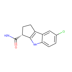 NC(=O)[C@@H]1CCc2c1[nH]c1ccc(Cl)cc21 ZINC000013677649