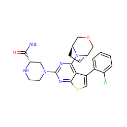 NC(=O)[C@@H]1CN(c2nc(N3[C@H]4CC[C@H]3COC4)c3c(-c4ccccc4Cl)csc3n2)CCN1 ZINC000653758410