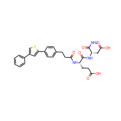 NC(=O)[C@H](CC(=O)O)NC(=O)[C@H](CCC(=O)O)NC(=O)CCc1ccc(-c2cc(-c3ccccc3)cs2)cc1 ZINC000144429318