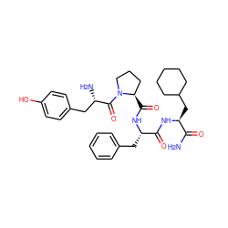 NC(=O)[C@H](CC1CCCCC1)NC(=O)[C@H](Cc1ccccc1)NC(=O)[C@@H]1CCCN1C(=O)[C@@H](N)Cc1ccc(O)cc1 ZINC000084394817