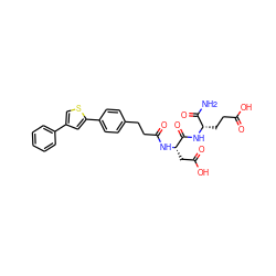 NC(=O)[C@H](CCC(=O)O)NC(=O)[C@H](CC(=O)O)NC(=O)CCc1ccc(-c2cc(-c3ccccc3)cs2)cc1 ZINC000144352013