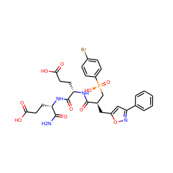 NC(=O)[C@H](CCC(=O)O)NC(=O)[C@H](CCC(=O)O)NC(=O)[C@H](Cc1cc(-c2ccccc2)no1)C[P@](=O)(O)c1ccc(Br)cc1 ZINC000095595470