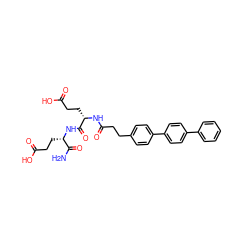 NC(=O)[C@H](CCC(=O)O)NC(=O)[C@H](CCC(=O)O)NC(=O)CCc1ccc(-c2ccc(-c3ccccc3)cc2)cc1 ZINC000144577946