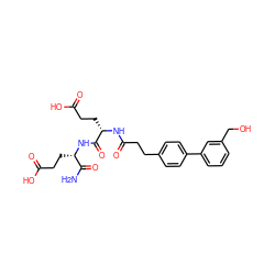 NC(=O)[C@H](CCC(=O)O)NC(=O)[C@H](CCC(=O)O)NC(=O)CCc1ccc(-c2cccc(CO)c2)cc1 ZINC000144375410