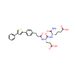 NC(=O)[C@H](CCCC(=O)O)NC(=O)[C@H](CCC(=O)O)NC(=O)CCc1ccc(-c2cc(-c3ccccc3)cs2)cc1 ZINC000144355602