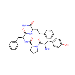 NC(=O)[C@H](CCc1ccccc1)NC(=O)[C@H](Cc1ccccc1)NC(=O)[C@@H]1CCCN1C(=O)[C@@H](N)Cc1ccc(O)cc1 ZINC000036216214