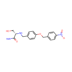 NC(=O)[C@H](CO)NCc1ccc(OCc2ccc([N+](=O)[O-])cc2)cc1 ZINC000028711476