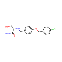 NC(=O)[C@H](CO)NCc1ccc(OCc2ccc(Cl)cc2)cc1 ZINC000028711475