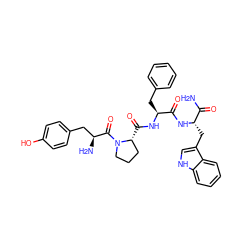 NC(=O)[C@H](Cc1c[nH]c2ccccc12)NC(=O)[C@H](Cc1ccccc1)NC(=O)[C@@H]1CCCN1C(=O)[C@@H](N)Cc1ccc(O)cc1 ZINC000028521303
