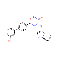 NC(=O)[C@H](Cc1c[nH]c2ccccc12)NC(=O)c1ccc(-c2cccc(O)c2)cc1 ZINC000058574913