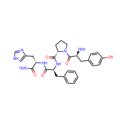 NC(=O)[C@H](Cc1c[nH]cn1)NC(=O)[C@H](Cc1ccccc1)NC(=O)[C@@H]1CCCN1C(=O)[C@@H](N)Cc1ccc(O)cc1 ZINC000028713967