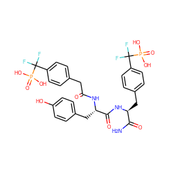 NC(=O)[C@H](Cc1ccc(C(F)(F)P(=O)(O)O)cc1)NC(=O)[C@H](Cc1ccc(O)cc1)NC(=O)Cc1ccc(C(F)(F)P(=O)(O)O)cc1 ZINC000653887844