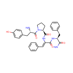 NC(=O)[C@H](Cc1ccccc1)NC(=O)/C(=C/c1ccccc1)NC(=O)[C@@H]1CCCN1C(=O)[C@@H](N)Cc1ccc(O)cc1 ZINC000053227602