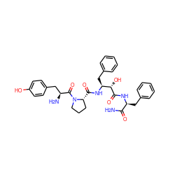 NC(=O)[C@H](Cc1ccccc1)NC(=O)[C@@H](O)[C@H](Cc1ccccc1)NC(=O)[C@@H]1CCCN1C(=O)[C@@H](N)Cc1ccc(O)cc1 ZINC000299870684