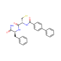 NC(=O)[C@H](Cc1ccccc1)NC(=O)[C@H](CS)NC(=O)c1ccc(-c2ccccc2)cc1 ZINC000029549345