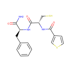 NC(=O)[C@H](Cc1ccccc1)NC(=O)[C@H](CS)NC(=O)c1ccsc1 ZINC000029550661