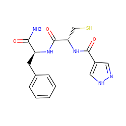 NC(=O)[C@H](Cc1ccccc1)NC(=O)[C@H](CS)NC(=O)c1cn[nH]c1 ZINC000029558915