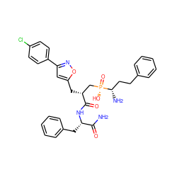 NC(=O)[C@H](Cc1ccccc1)NC(=O)[C@H](Cc1cc(-c2ccc(Cl)cc2)no1)C[P@](=O)(O)[C@@H](N)CCc1ccccc1 ZINC001772636783