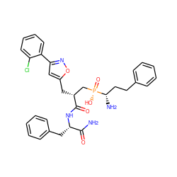 NC(=O)[C@H](Cc1ccccc1)NC(=O)[C@H](Cc1cc(-c2ccccc2Cl)no1)C[P@](=O)(O)[C@@H](N)CCc1ccccc1 ZINC001772638690