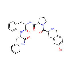 NC(=O)[C@H](Cc1ccccc1)NC(=O)[C@H](Cc1ccccc1)NC(=O)[C@@H]1CCCN1C(=O)[C@@H]1Cc2cc(O)ccc2CN1 ZINC000028523390