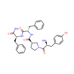 NC(=O)[C@H](Cc1ccccc1)NC(=O)[C@H](Cc1ccccc1)NC(=O)[C@@H]1CCN(C(=O)[C@@H](N)Cc2ccc(O)cc2)C1 ZINC000028523379