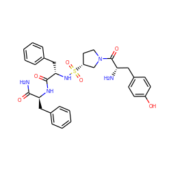 NC(=O)[C@H](Cc1ccccc1)NC(=O)[C@H](Cc1ccccc1)NS(=O)(=O)[C@@H]1CCN(C(=O)[C@@H](N)Cc2ccc(O)cc2)C1 ZINC000064409746
