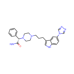 NC(=O)[C@H](c1ccccc1)N1CCN(CCCc2c[nH]c3ccc(-n4cnnc4)cc23)CC1 ZINC000022446486