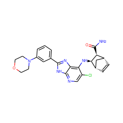 NC(=O)[C@H]1[C@@H]2C=C[C@@H](C2)[C@H]1Nc1c(Cl)cnc2[nH]c(-c3cccc(N4CCOCC4)c3)nc12 ZINC000169329253