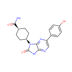 NC(=O)[C@H]1CC[C@@H](n2c(=O)[nH]c3ncc(-c4ccc(O)cc4)nc32)CC1 ZINC000101467172