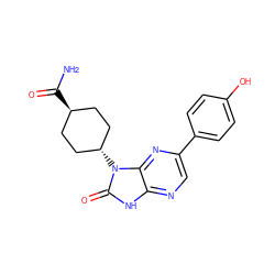 NC(=O)[C@H]1CC[C@H](n2c(=O)[nH]c3ncc(-c4ccc(O)cc4)nc32)CC1 ZINC000101467173