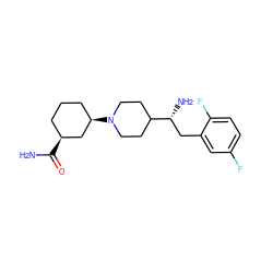 NC(=O)[C@H]1CCC[C@@H](N2CCC([C@H](N)Cc3cc(F)ccc3F)CC2)C1 ZINC000066075822