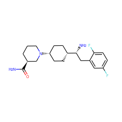 NC(=O)[C@H]1CCCN([C@H]2CC[C@@H]([C@H](N)Cc3cc(F)ccc3F)CC2)C1 ZINC000101403007