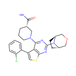 NC(=O)[C@H]1CCCN(c2nc(N3[C@H]4CC[C@H]3COC4)nc3scc(-c4ccccc4Cl)c23)C1 ZINC000223010541