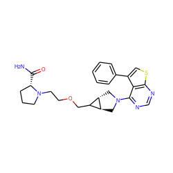 NC(=O)[C@H]1CCCN1CCOCC1[C@@H]2CN(c3ncnc4scc(-c5ccccc5)c34)C[C@@H]12 ZINC000146444797