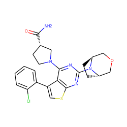 NC(=O)[C@H]1CCN(c2nc(N3[C@H]4CC[C@H]3COC4)nc3scc(-c4ccccc4Cl)c23)C1 ZINC000223007477