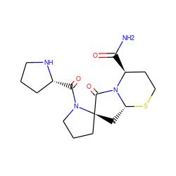 NC(=O)[C@H]1CCS[C@@H]2C[C@]3(CCCN3C(=O)[C@@H]3CCCN3)C(=O)N21 ZINC000013556560