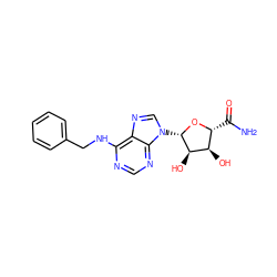 NC(=O)[C@H]1O[C@@H](n2cnc3c(NCc4ccccc4)ncnc32)[C@H](O)[C@@H]1O ZINC000012405558