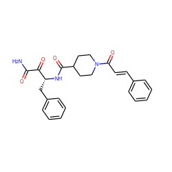 NC(=O)C(=O)[C@@H](Cc1ccccc1)NC(=O)C1CCN(C(=O)/C=C/c2ccccc2)CC1 ZINC000026269771