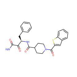 NC(=O)C(=O)[C@@H](Cc1ccccc1)NC(=O)C1CCN(C(=O)c2cc3ccccc3s2)CC1 ZINC000026269702